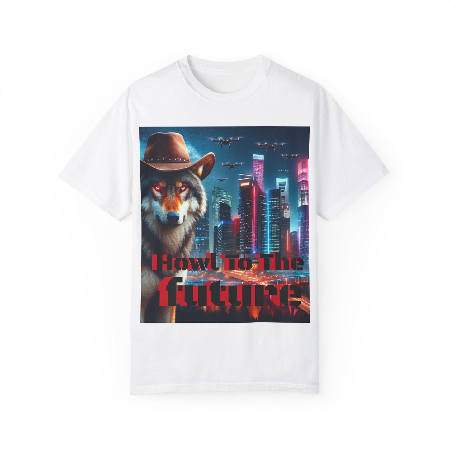 Wolf Cowboy T-shirt. howl to the future with wild passion