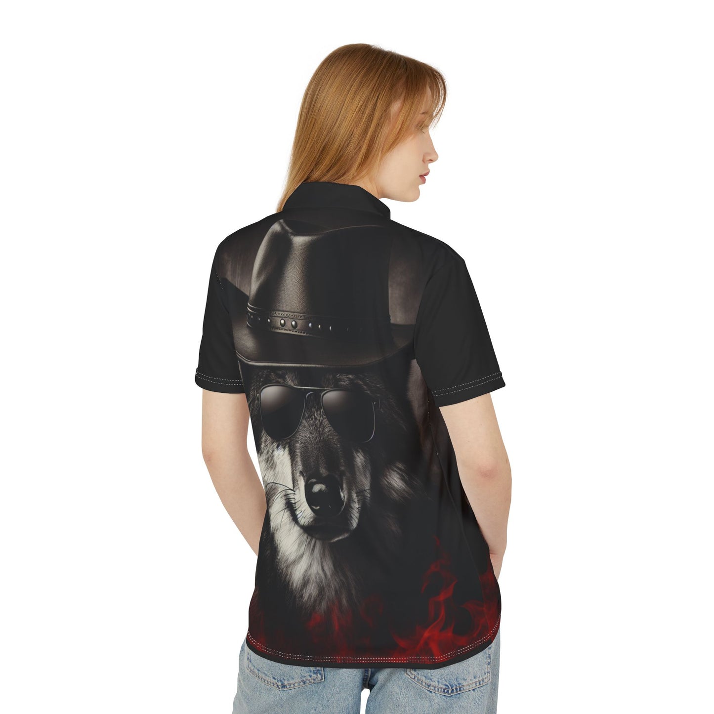 Cool Wolf Graphic Unisex Polo Shirt - Stylish Casual Wear