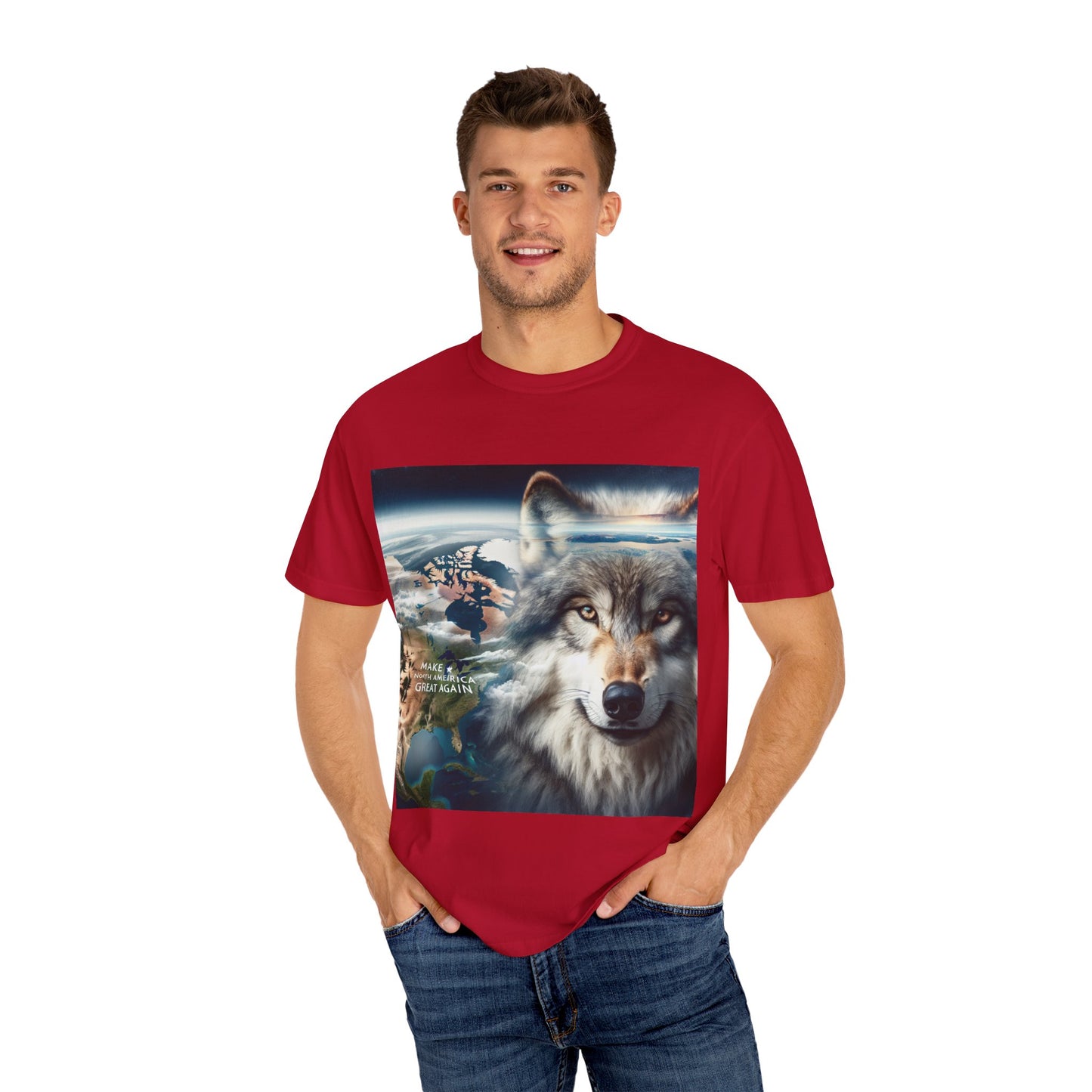 Wolf Graphic Unisex T-Shirt - Earth & North America Design. make NorthAmerica great again
