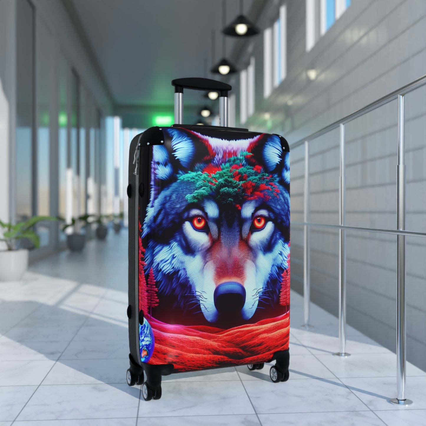 Vivid Wolf Design Suitcase - Stylish Travel Luggage for Adventure Seekers