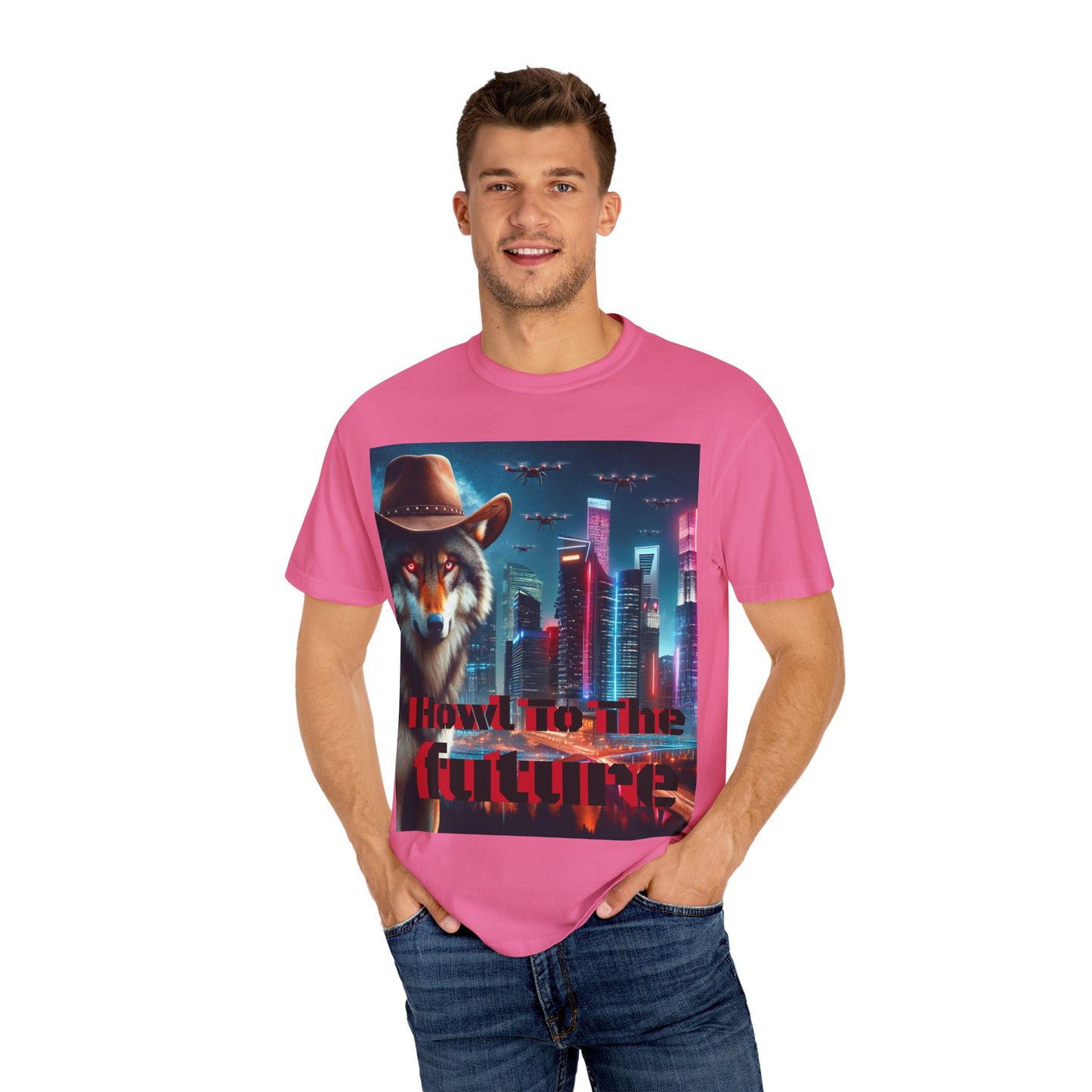 Wolf Cowboy T-shirt. howl to the future with wild passion