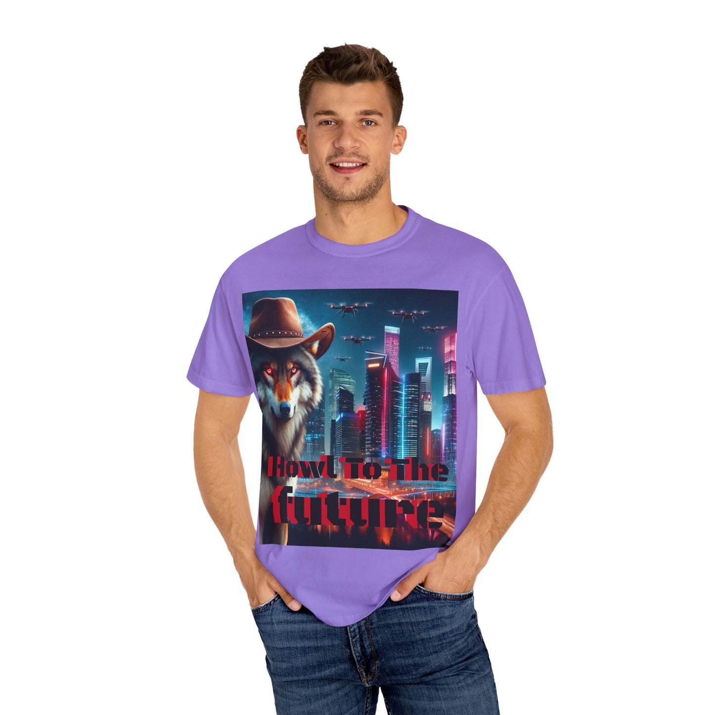 Wolf Cowboy T-shirt. howl to the future with wild passion