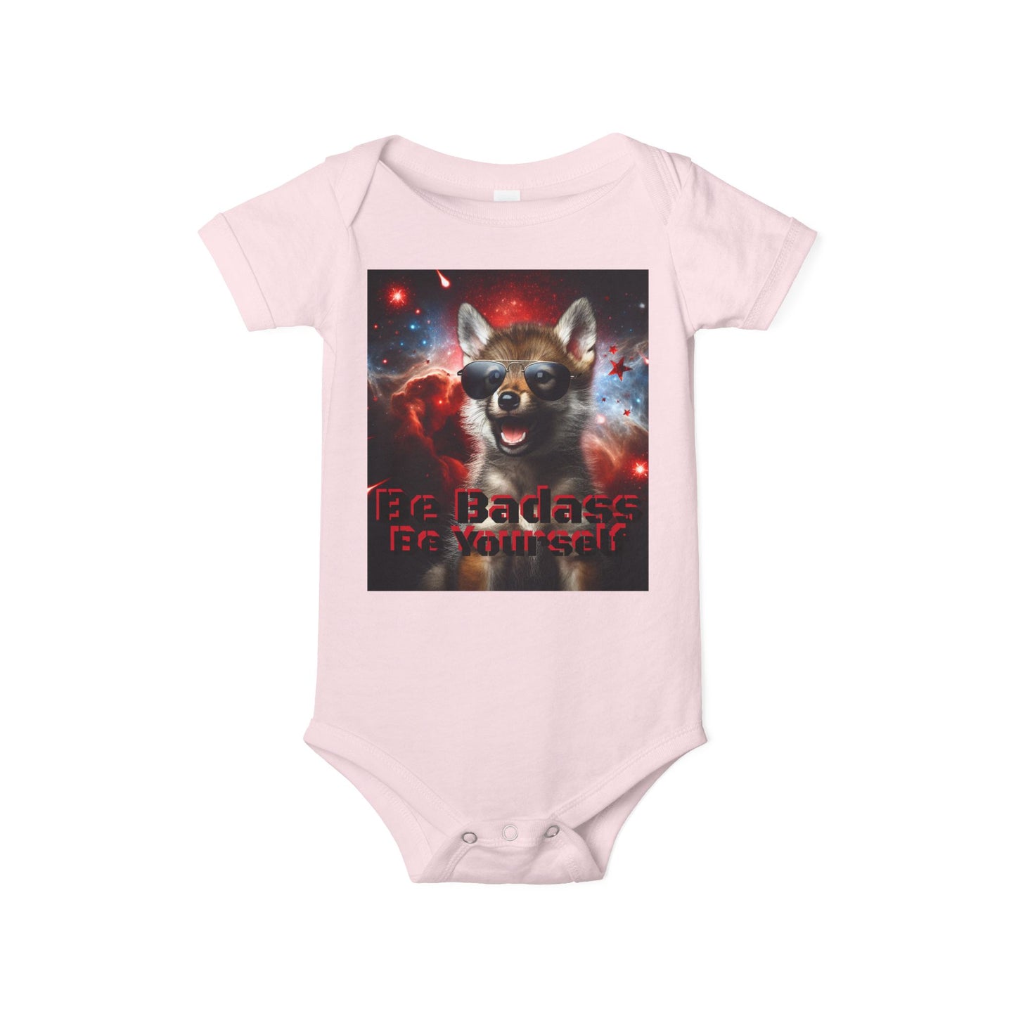 Be Badass Baby One Piece Bodysuit - Cool Corgi & Wolf Design