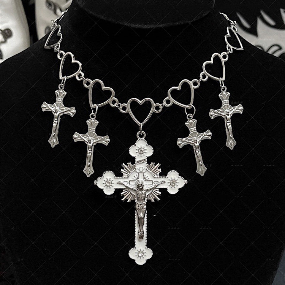 Love Cross Necklace Cold Style Punk