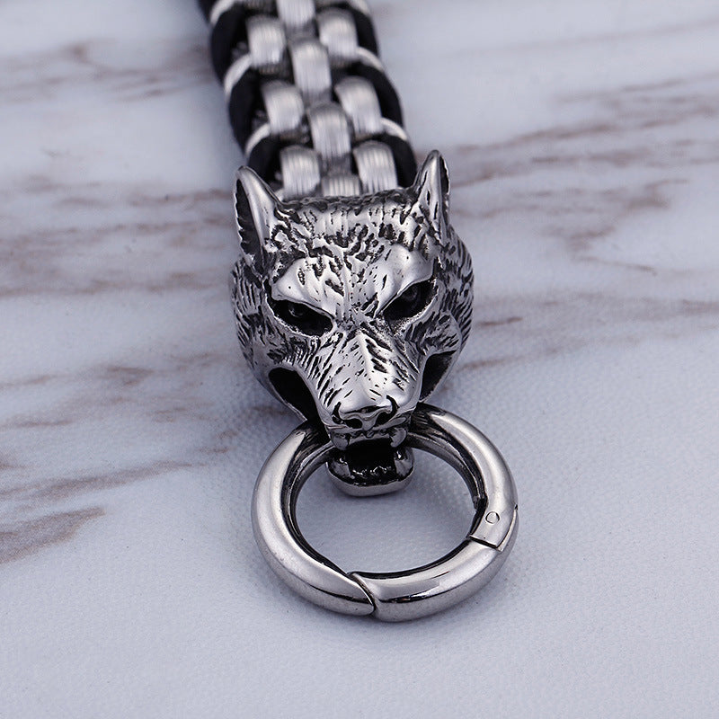 Double Wolf Head Bracelet