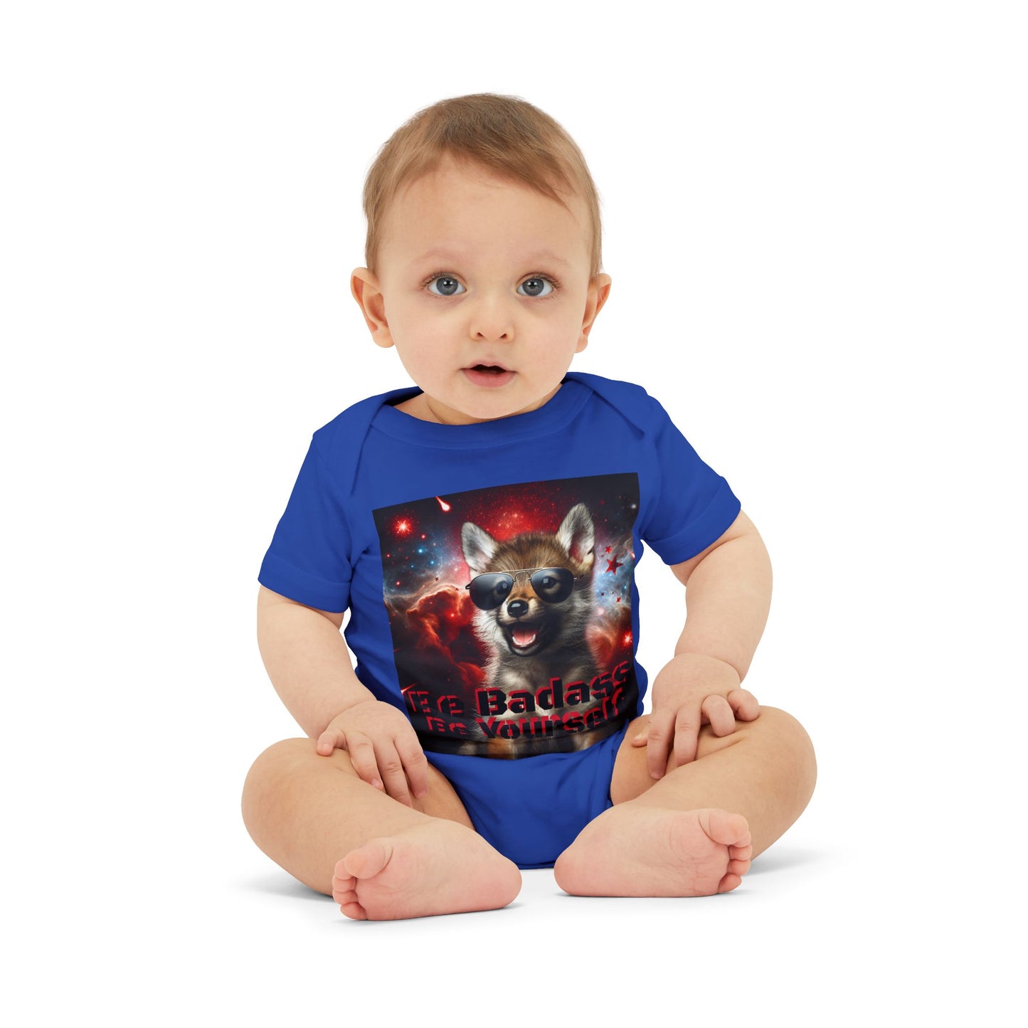 Be Badass Baby One Piece Bodysuit - Cool Corgi & Wolf Design