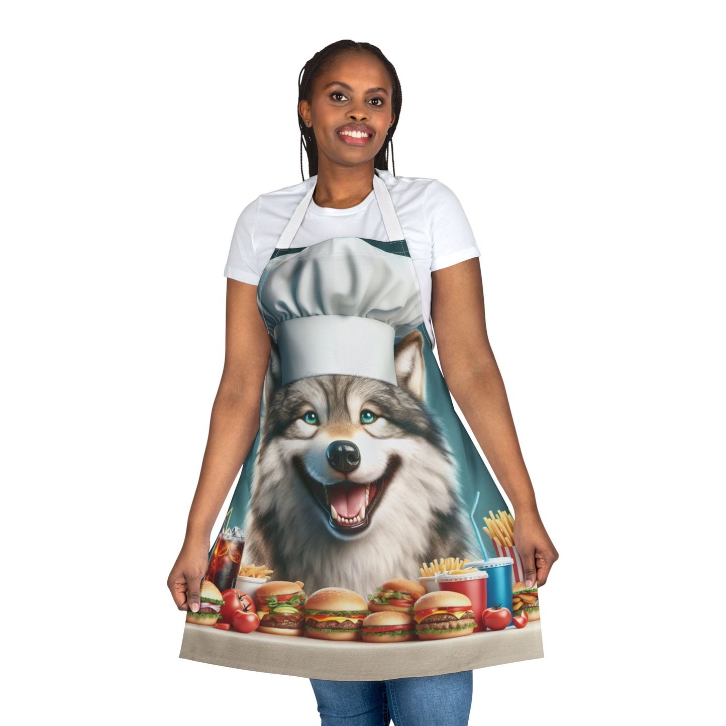 Whimsical Chef Apron with 5-Color Straps - Fun Cooking Gift for Home Chefs & Food Lovers.. feast like a wolf