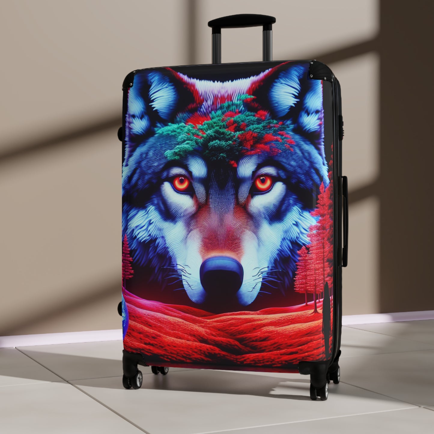 Vivid Wolf Design Suitcase - Stylish Travel Luggage for Adventure Seekers
