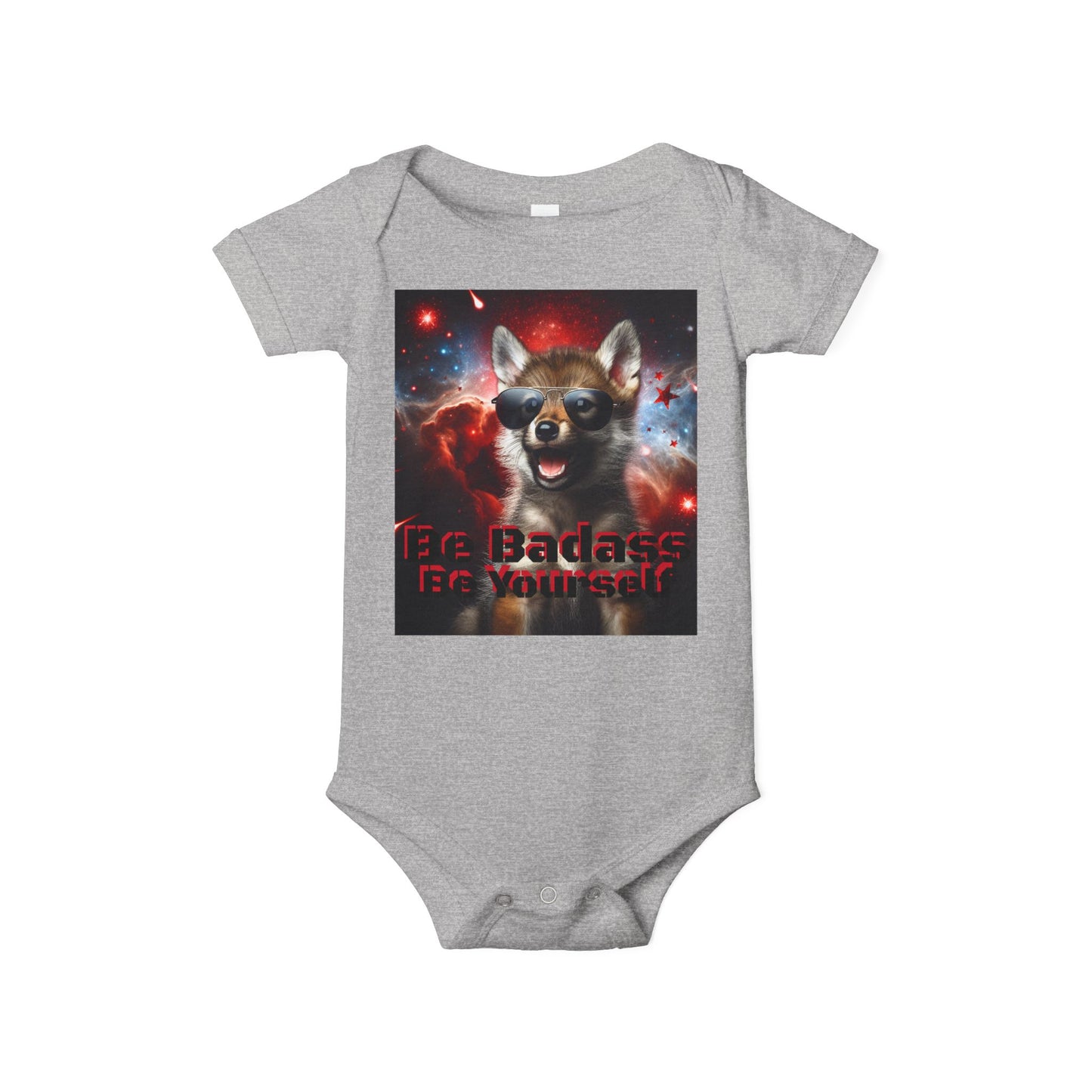 Be Badass Baby One Piece Bodysuit - Cool Corgi & Wolf Design