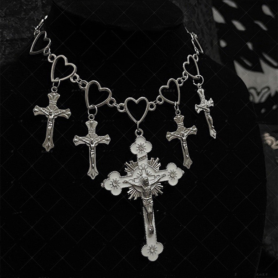 Love Cross Necklace Cold Style Punk