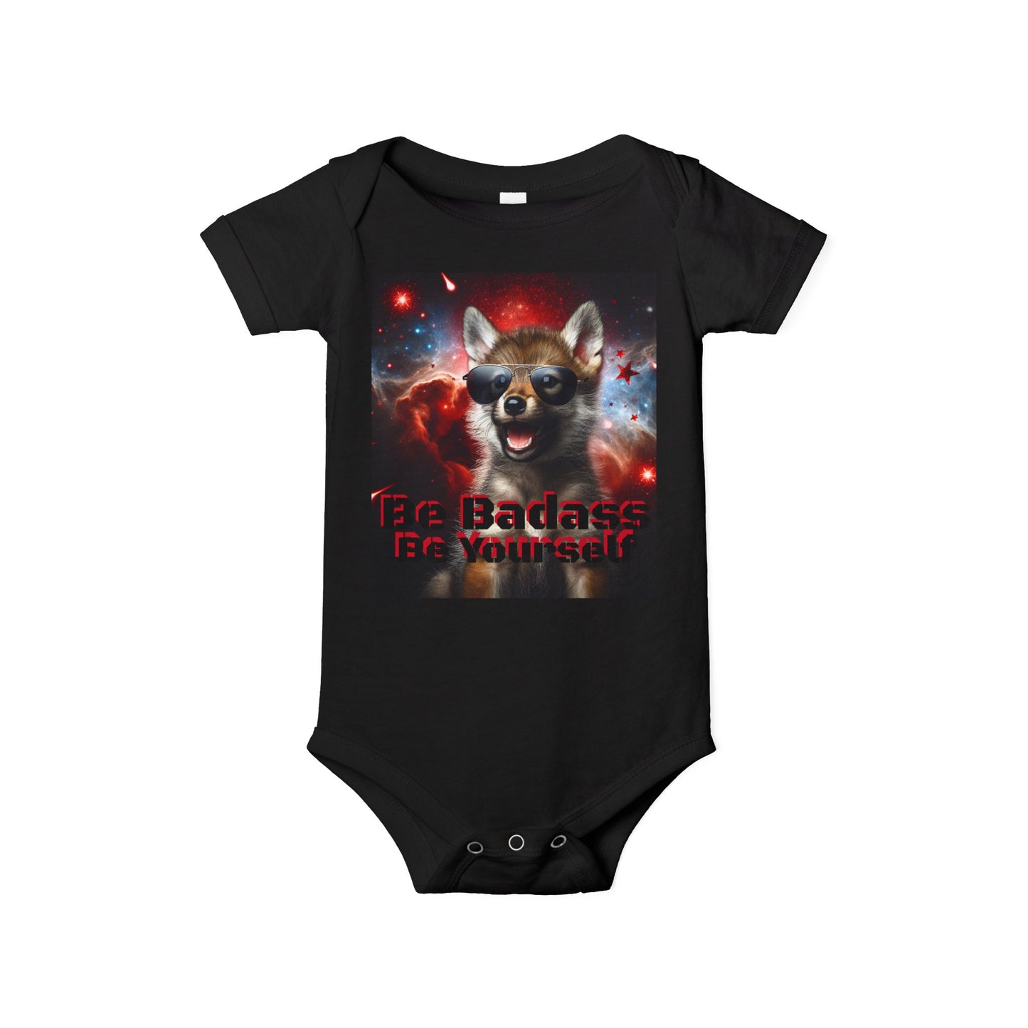 Be Badass Baby One Piece Bodysuit - Cool Corgi & Wolf Design