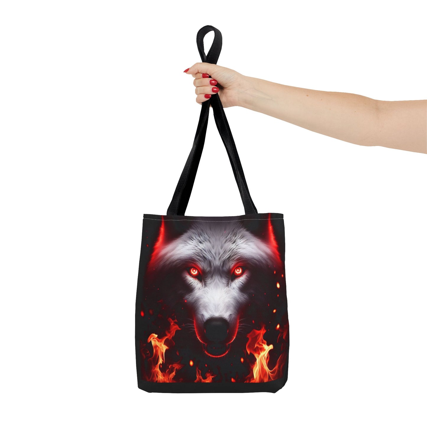 Fiery Wolf Tote Bag - Bold Flame Design for Animal Lovers