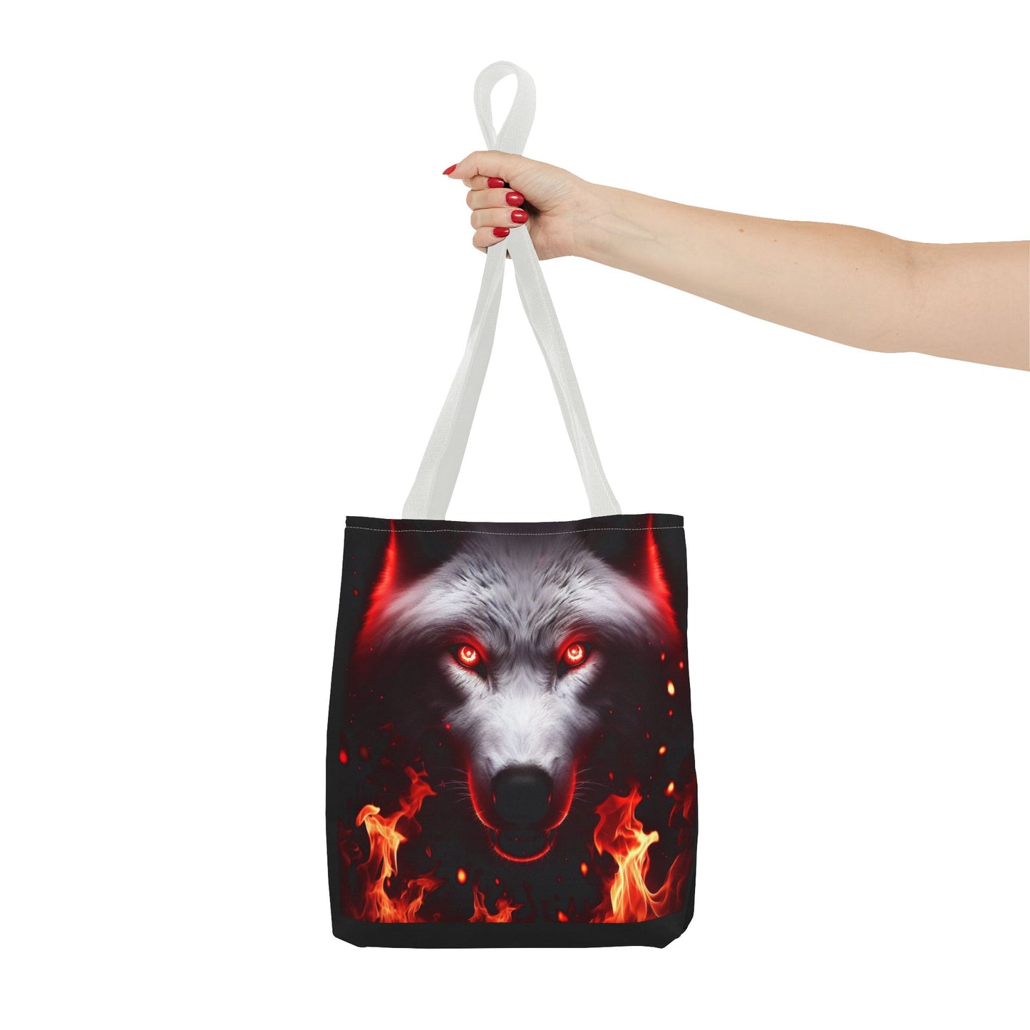Fiery Wolf Tote Bag - Bold Flame Design for Animal Lovers