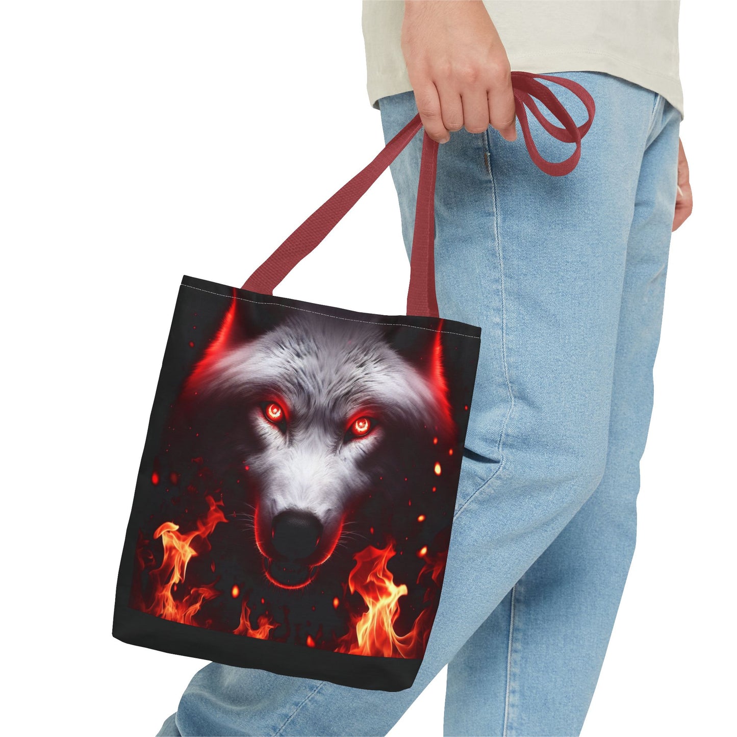 Fiery Wolf Tote Bag - Bold Flame Design for Animal Lovers