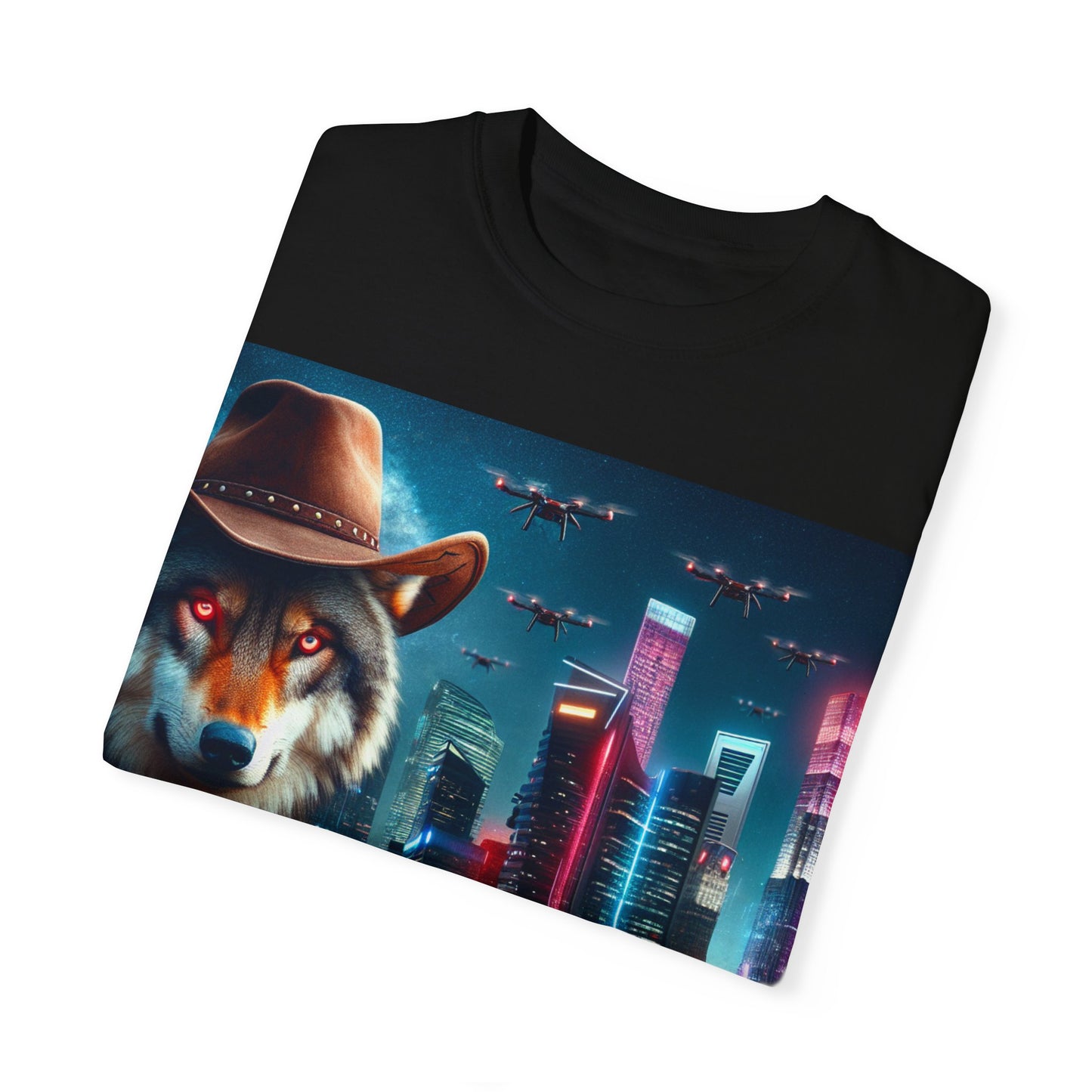 Wolf Cowboy T-shirt. howl to the future with wild passion