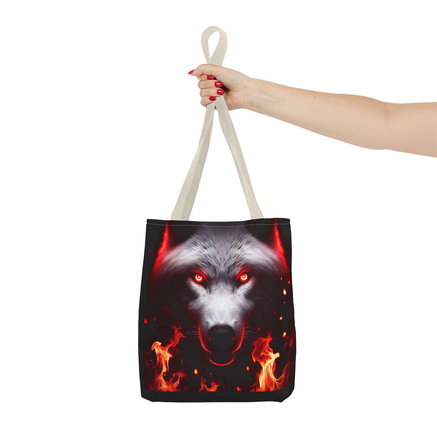 Fiery Wolf Tote Bag - Bold Flame Design for Animal Lovers