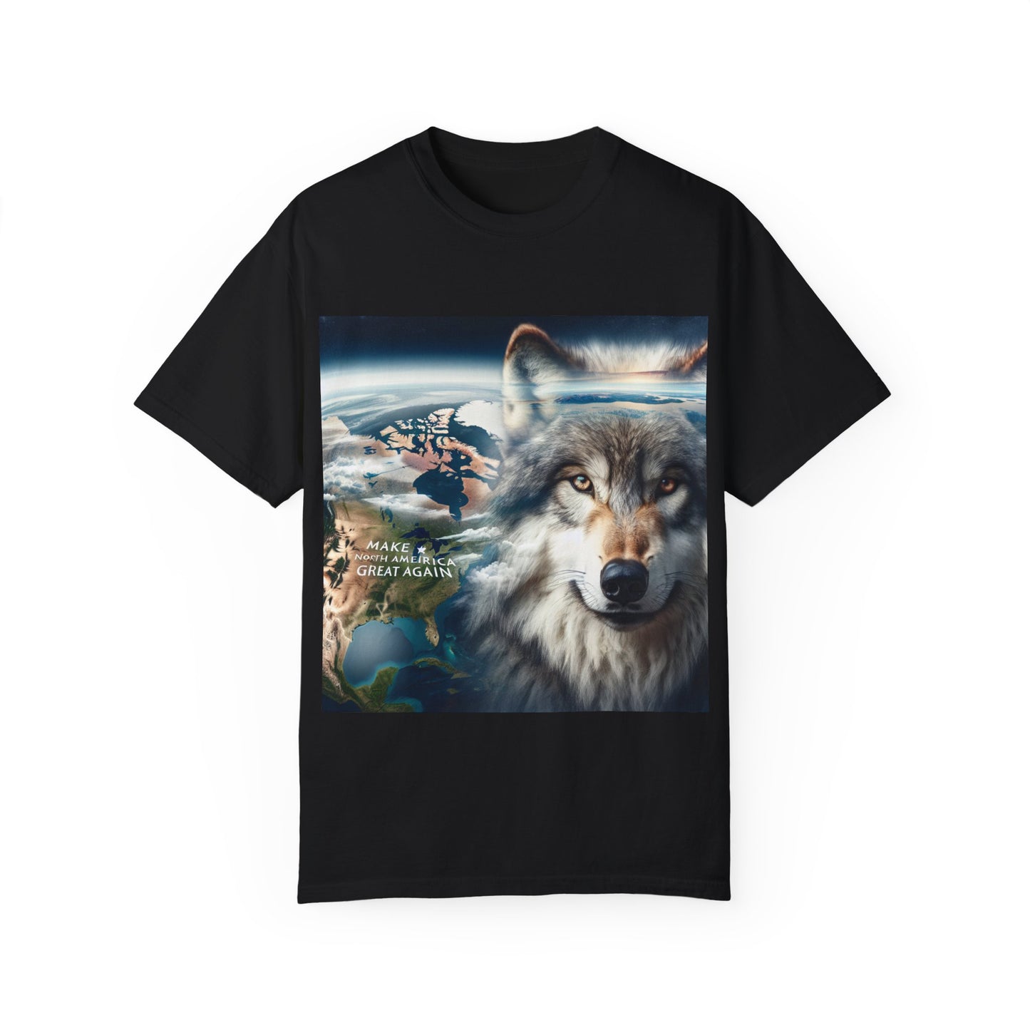 Wolf Graphic Unisex T-Shirt - Earth & North America Design. make NorthAmerica great again