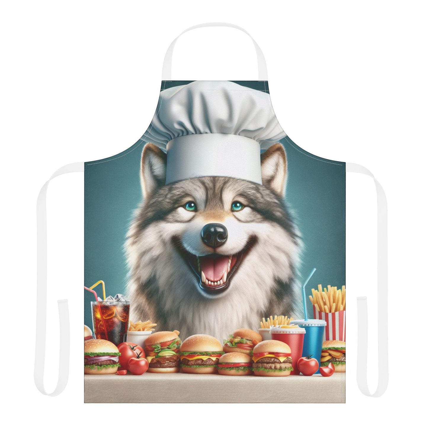 Whimsical Chef Apron with 5-Color Straps - Fun Cooking Gift for Home Chefs & Food Lovers.. feast like a wolf