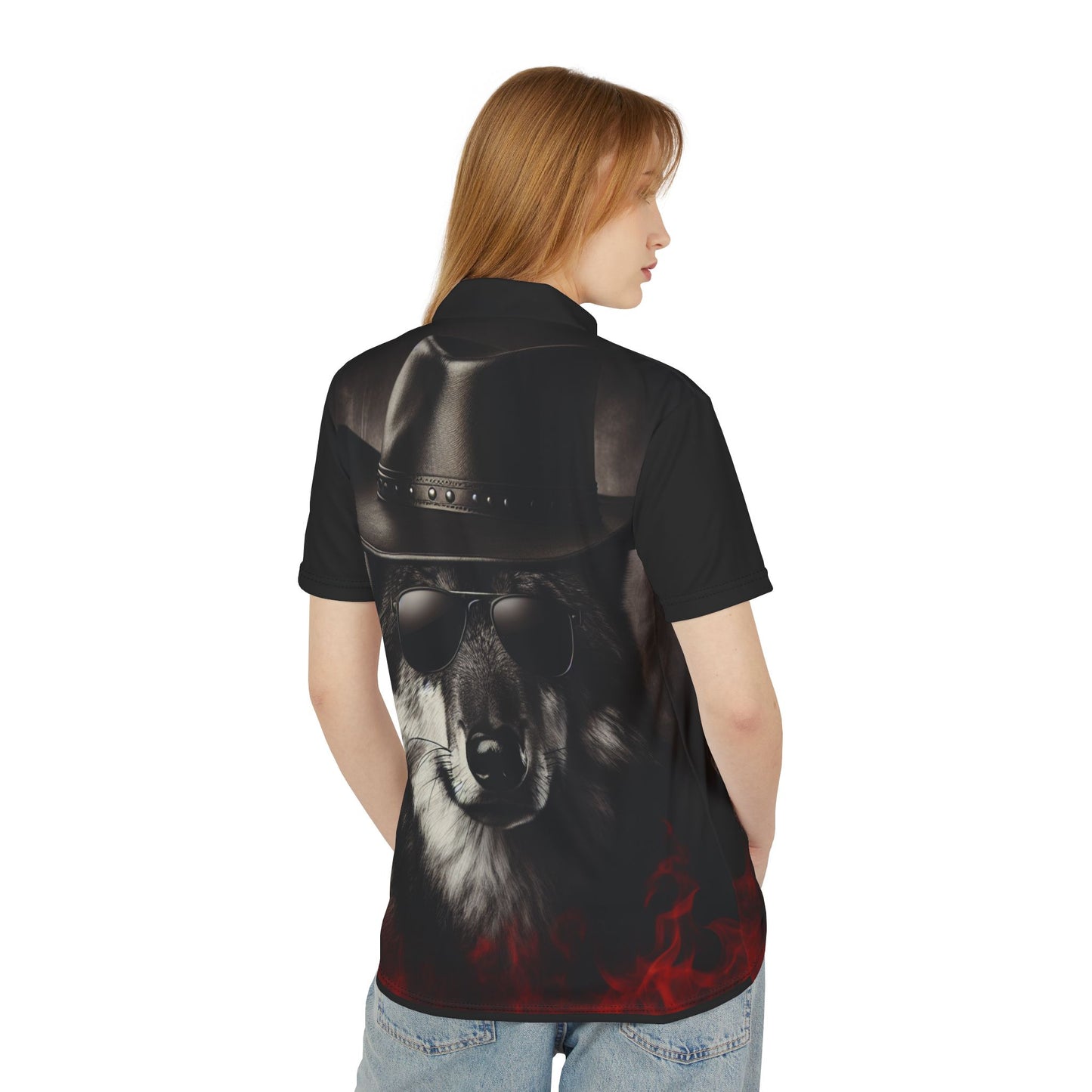 Cool Wolf Graphic Unisex Polo Shirt - Stylish Casual Wear