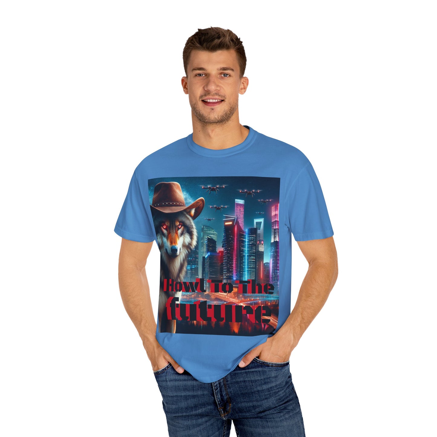 Wolf Cowboy T-shirt. howl to the future with wild passion