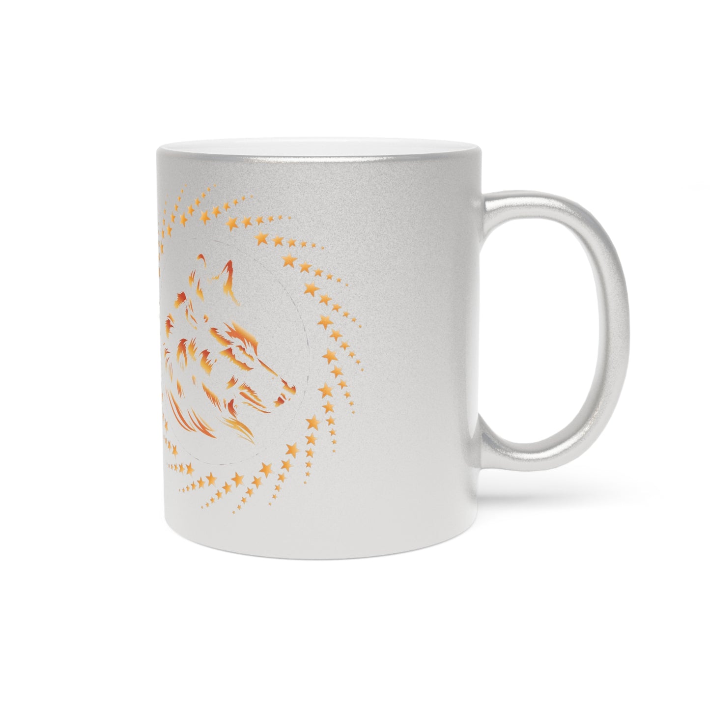 Celestial revolution wolf Metallic Mug - Silver & Gold Design for Nature Lovers