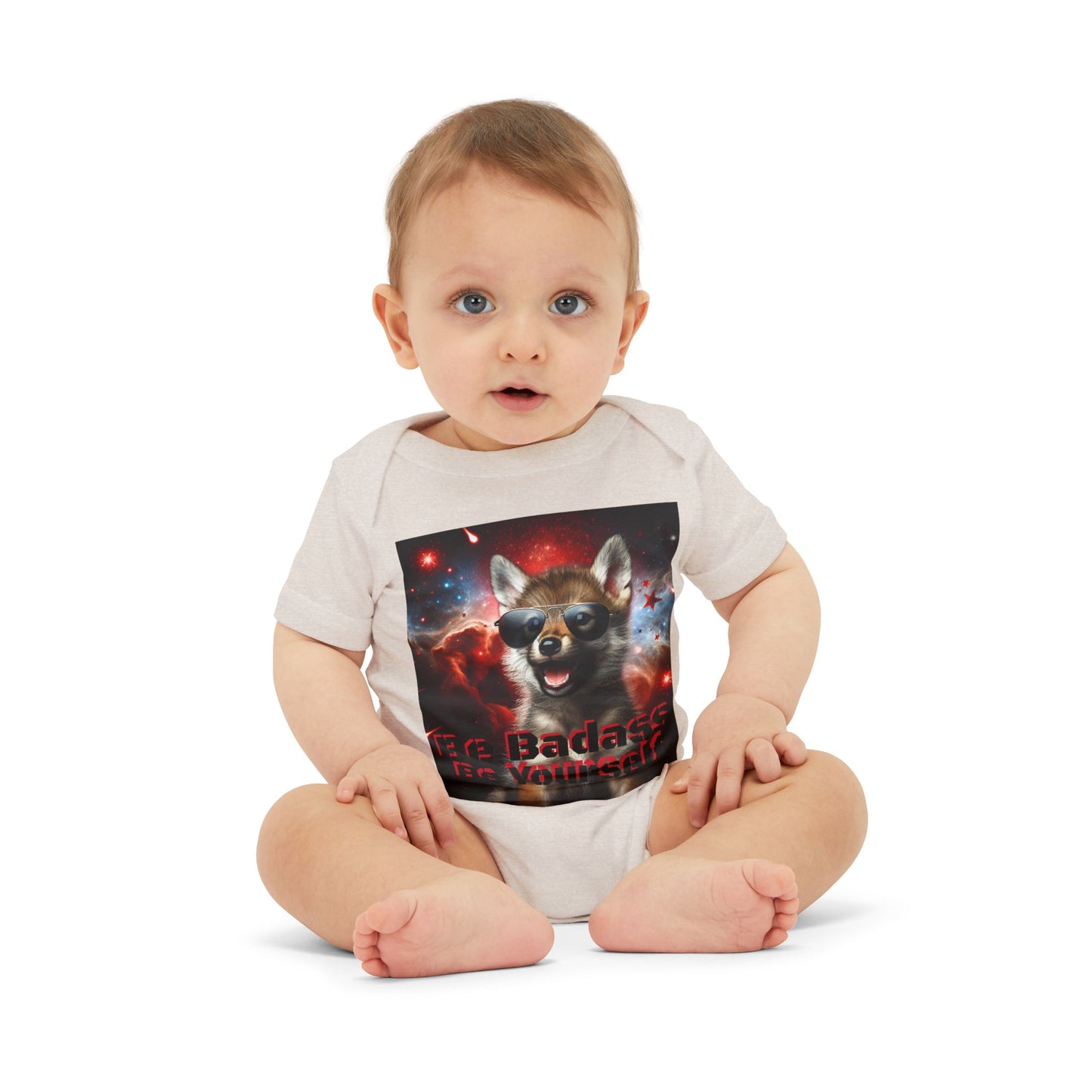 Be Badass Baby One Piece Bodysuit - Cool Corgi & Wolf Design