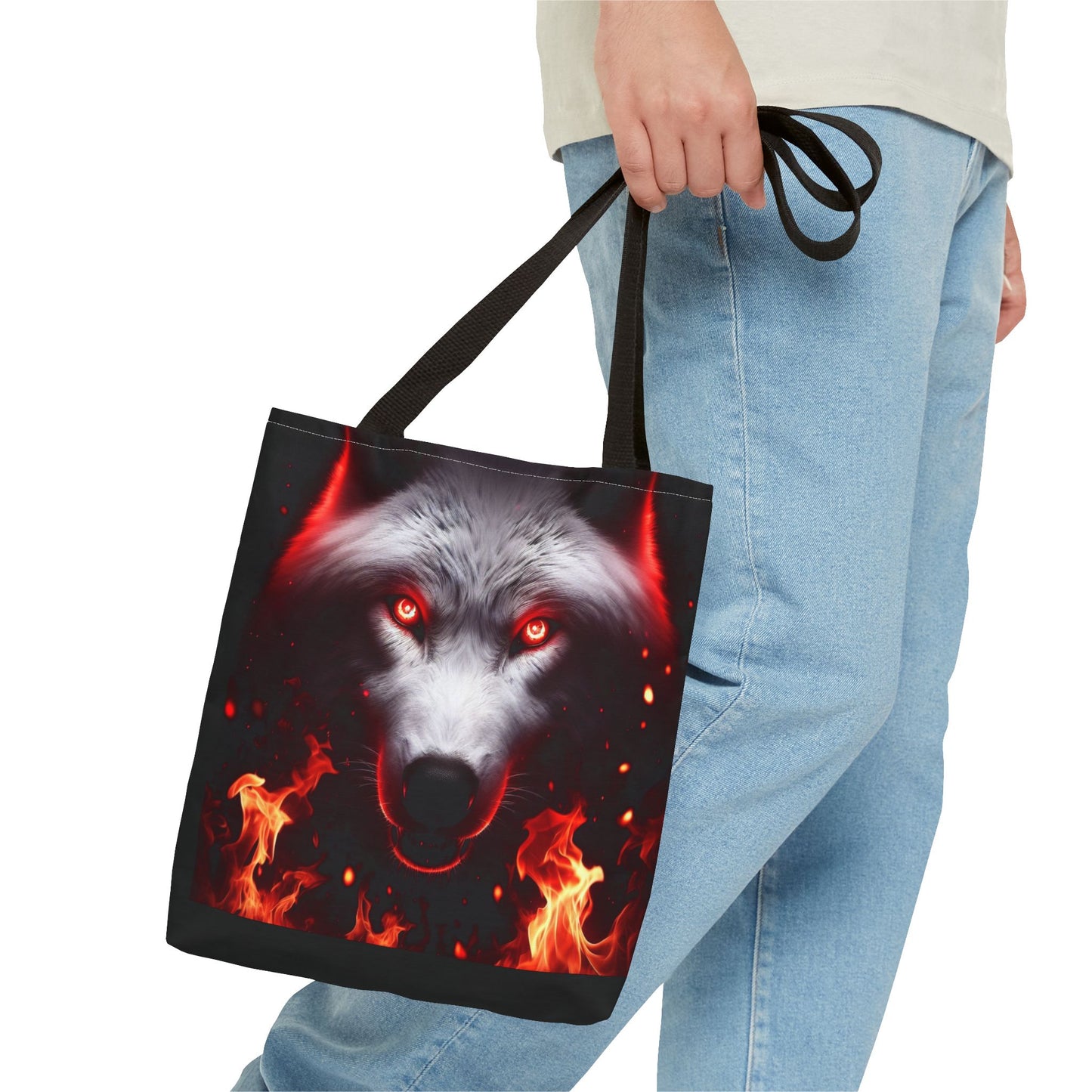 Fiery Wolf Tote Bag - Bold Flame Design for Animal Lovers