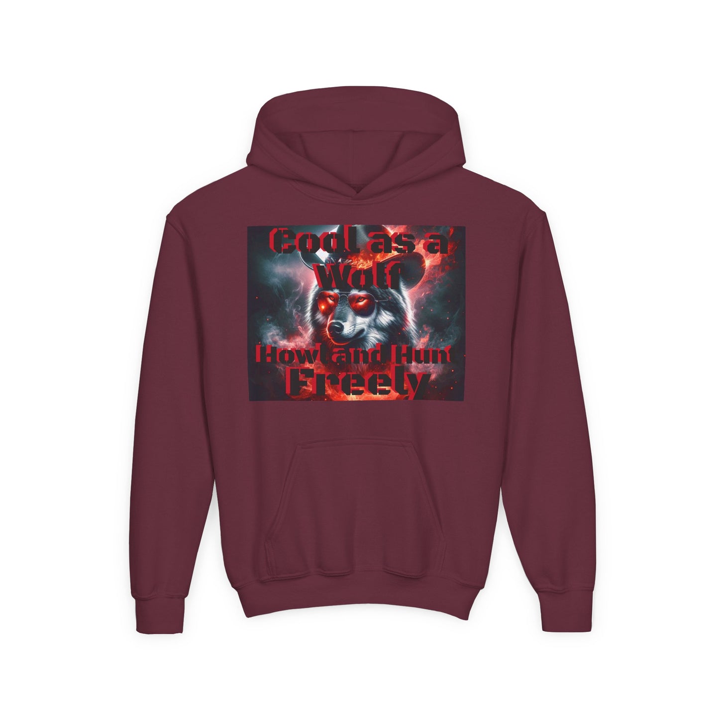 Youth Wolf Spirit Hooded Sweatshirt - Howl and Hunt Freely Design