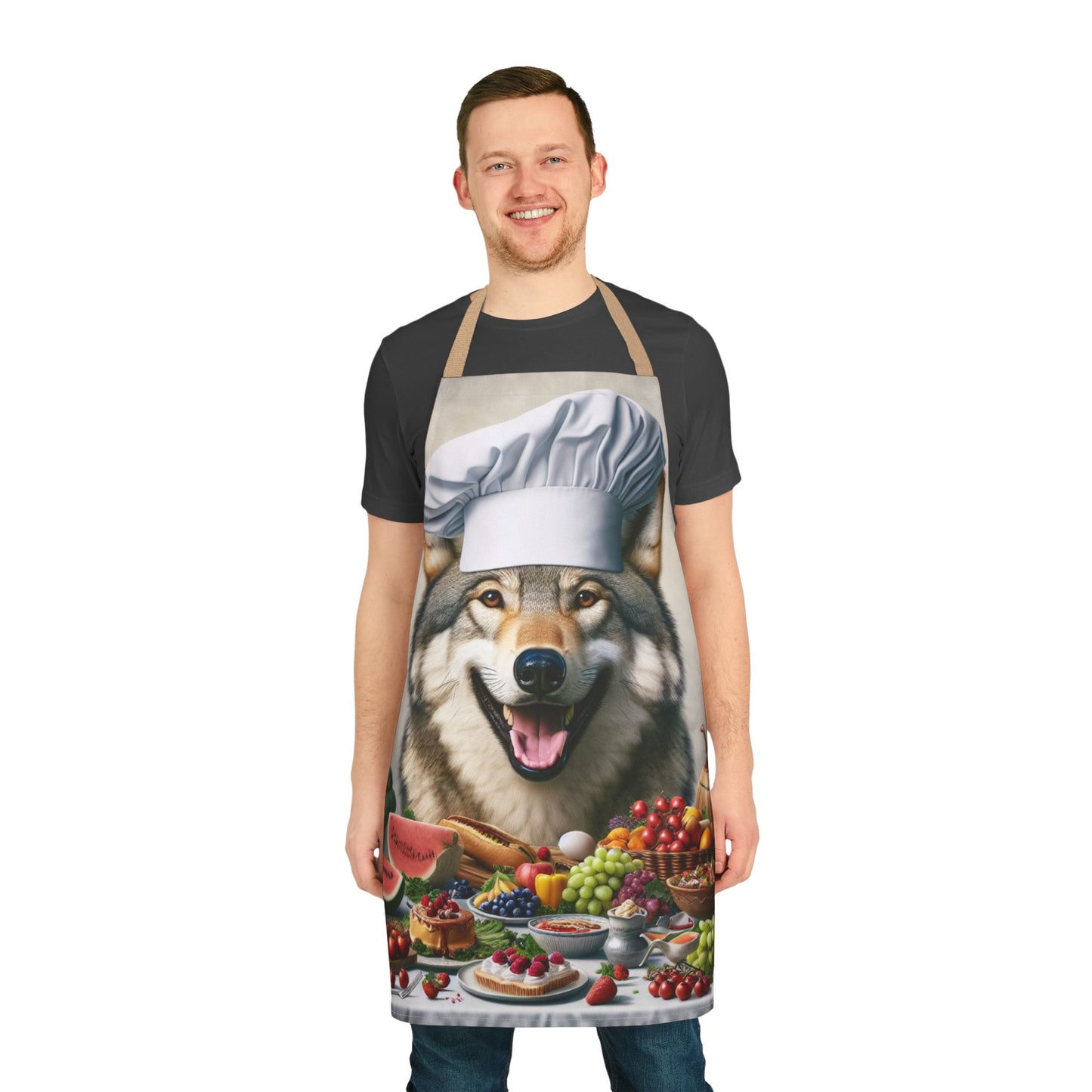 Whimsical Chef Apron with 5-Color Straps - Fun Cooking Gift for Home Chefs & Food Lovers.. feast like a wolf