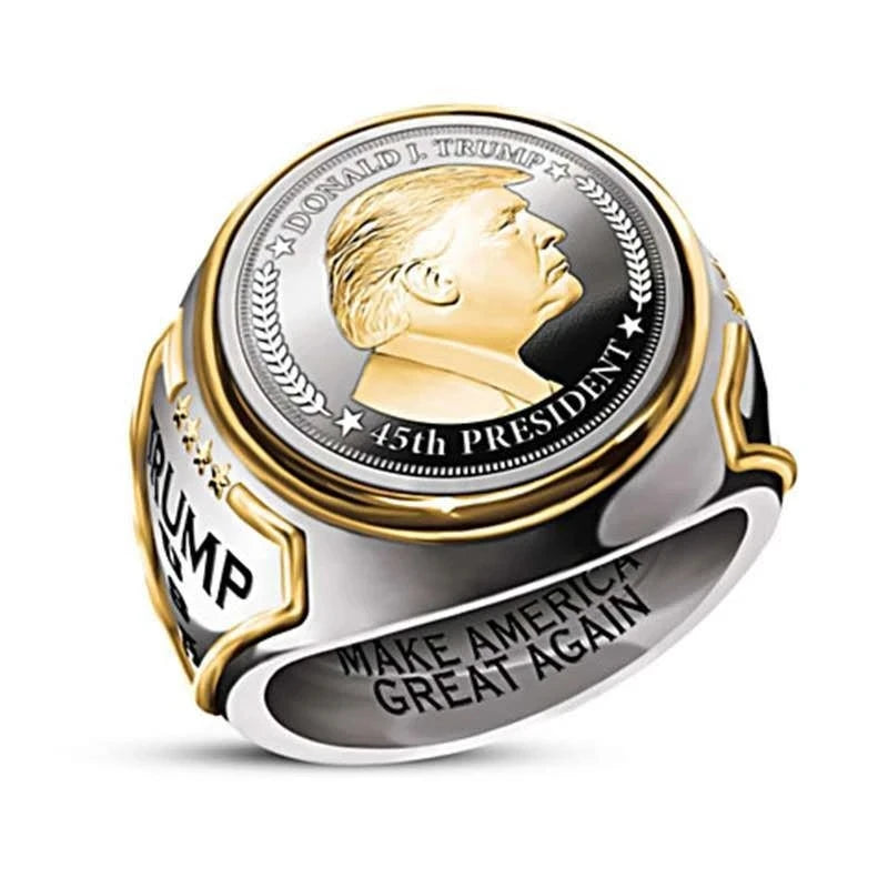 Trump Ring MAKE AMERICA GREAT AGAIN Engrave Ring American President Supporter Unisex Cool Fashion Jewelry Ring