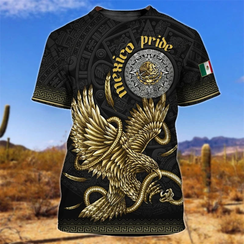 Mexico Flag Printed T Shirt Fashion Street National Emblem Pattern Tee Top Mexican Culture 2025 Fashion New Men Women T Shirts