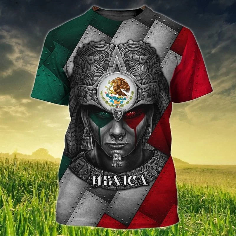 Mexico Flag Printed T Shirt Fashion Street National Emblem Pattern Tee Top Mexican Culture 2025 Fashion New Men Women T Shirts