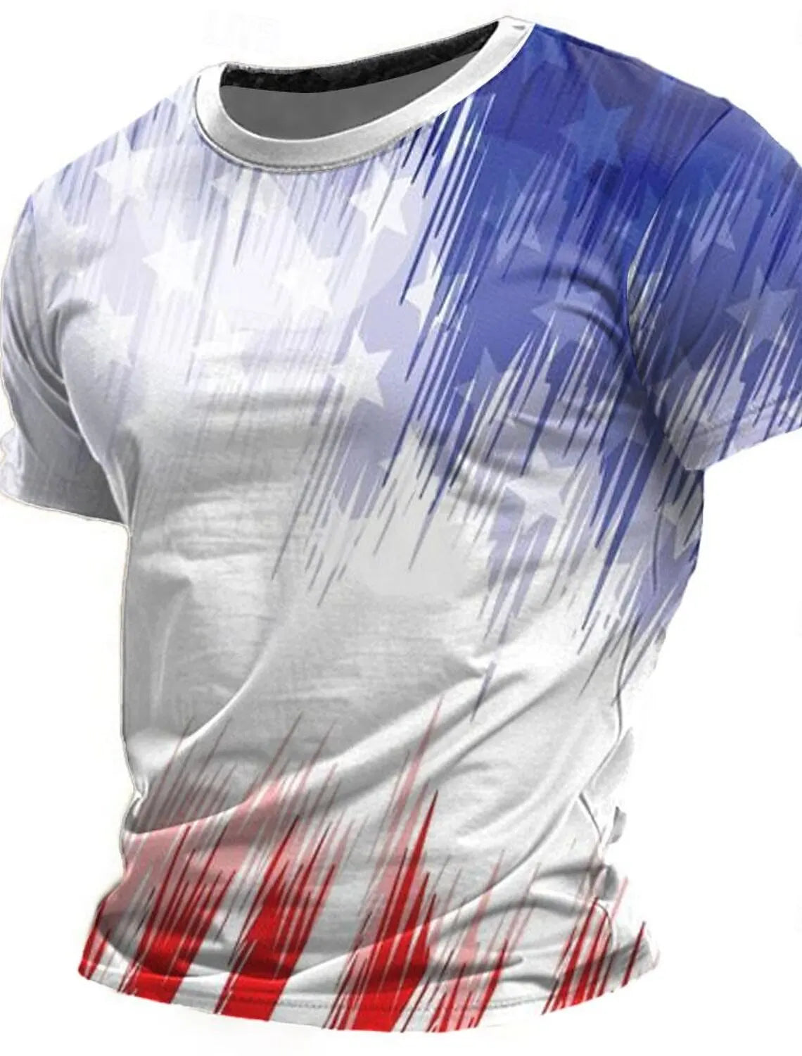American Flag Street Style Men's 3D Print T shirt Tee Street American Independence Day T shirt crew neck Short Sleeve  Summer