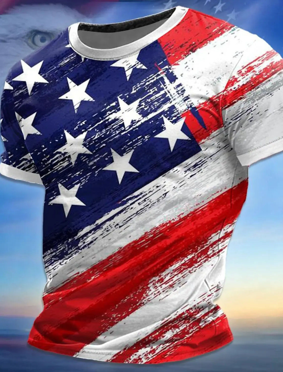 American Flag Street Style Men's 3D Print T shirt Tee Street American Independence Day T shirt crew neck Short Sleeve  Summer