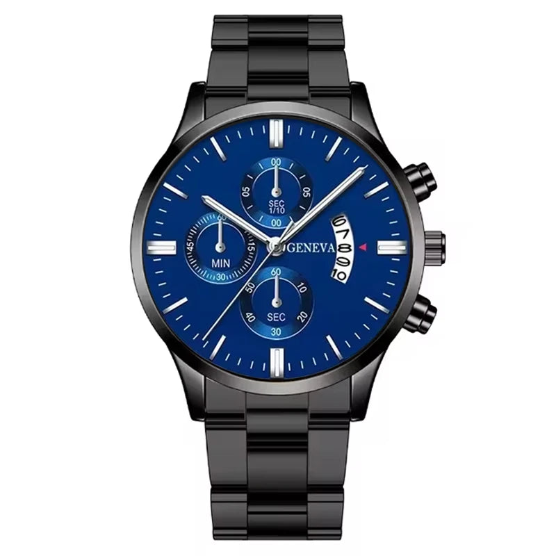 Fashion Men Black Stainless Steel Watch Luxury Calendar Quartz Wrist Watch Mens Business Watches for Man Clock Relogio Masculino