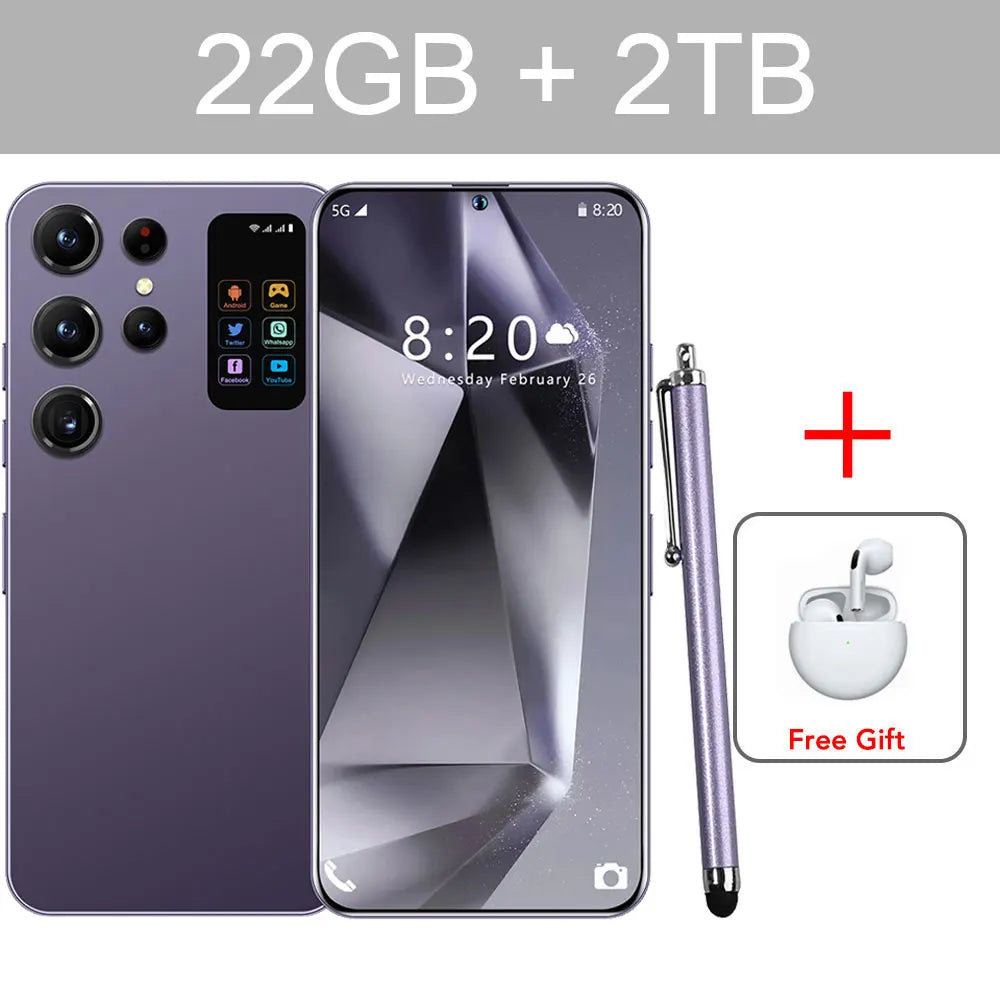 2025 Cellphones S24 Ultra Original 5G Smartphone 7.3HD Dual SIM Card Cell Phone 7800mAh Android 14 Global Version Mobile Phones