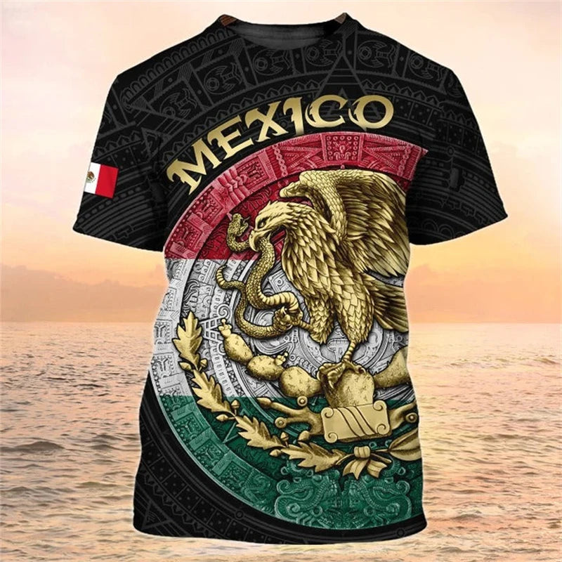 Mexico Flag Printed T Shirt Fashion Street National Emblem Pattern Tee Top Mexican Culture 2025 Fashion New Men Women T Shirts