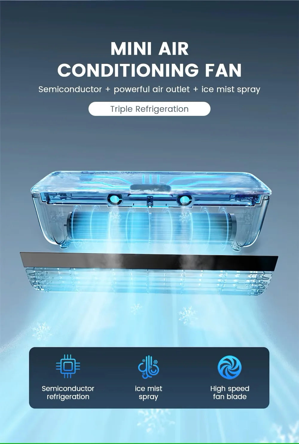 Kitchen air conditioner 2025new model cooling wall fan large wind force charging fan home use table standing remote control