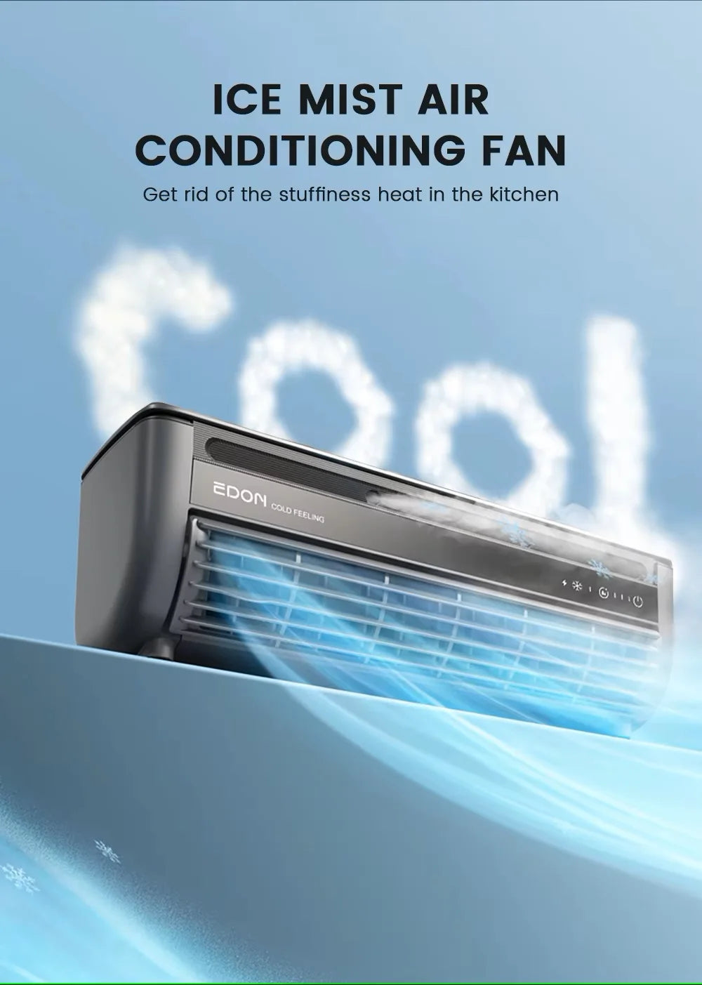 Kitchen air conditioner 2025new model cooling wall fan large wind force charging fan home use table standing remote control