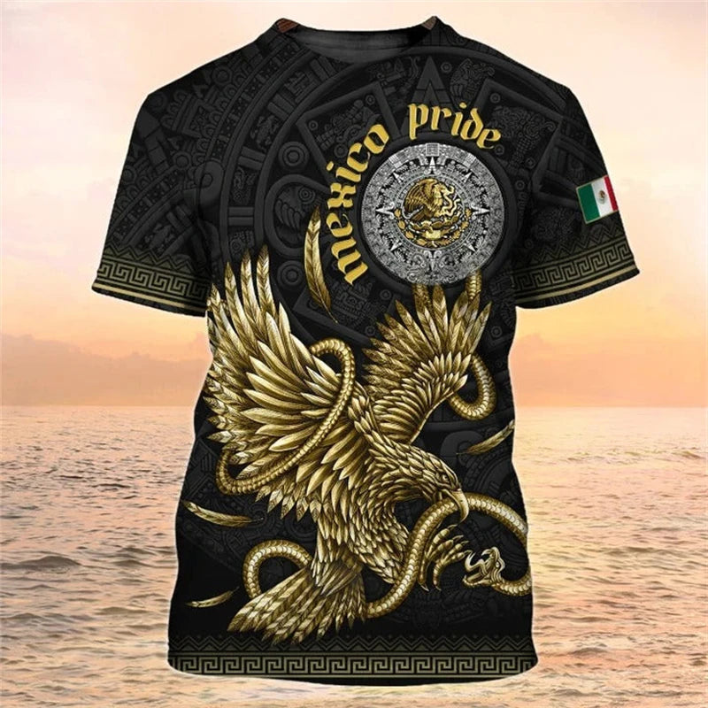 Mexico Flag Printed T Shirt Fashion Street National Emblem Pattern Tee Top Mexican Culture 2025 Fashion New Men Women T Shirts