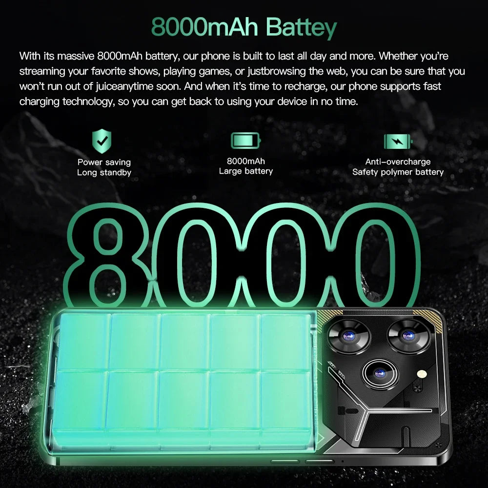 2024 Global Version Povo6pro Cellphone 5G 7.3" HD Smartphone 6800mAh Snapdragon 8 gen3 Android 14 Mobile Phones Unlocked Celular