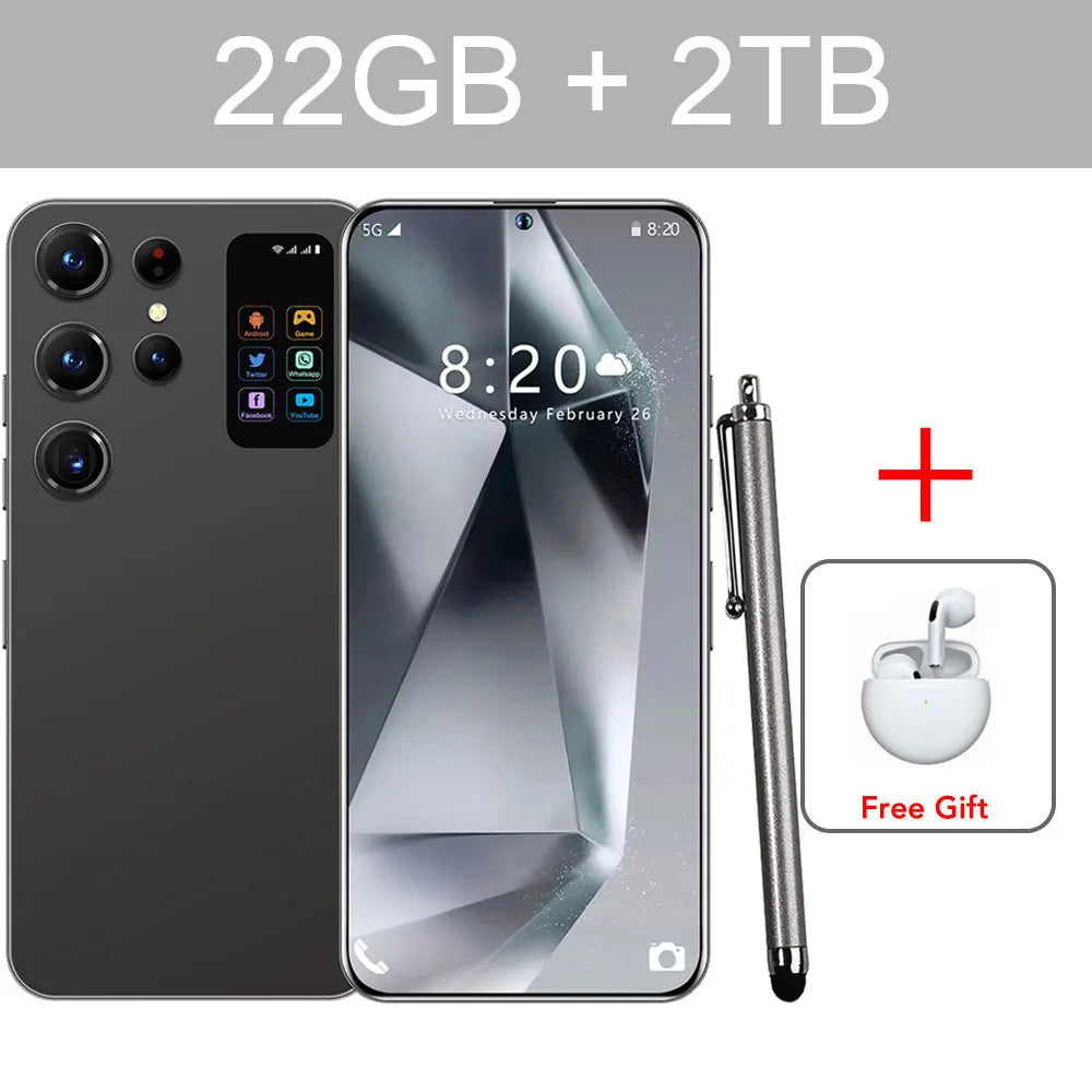 2025 Cellphones S24 Ultra Original 5G Smartphone 7.3HD Dual SIM Card Cell Phone 7800mAh Android 14 Global Version Mobile Phones