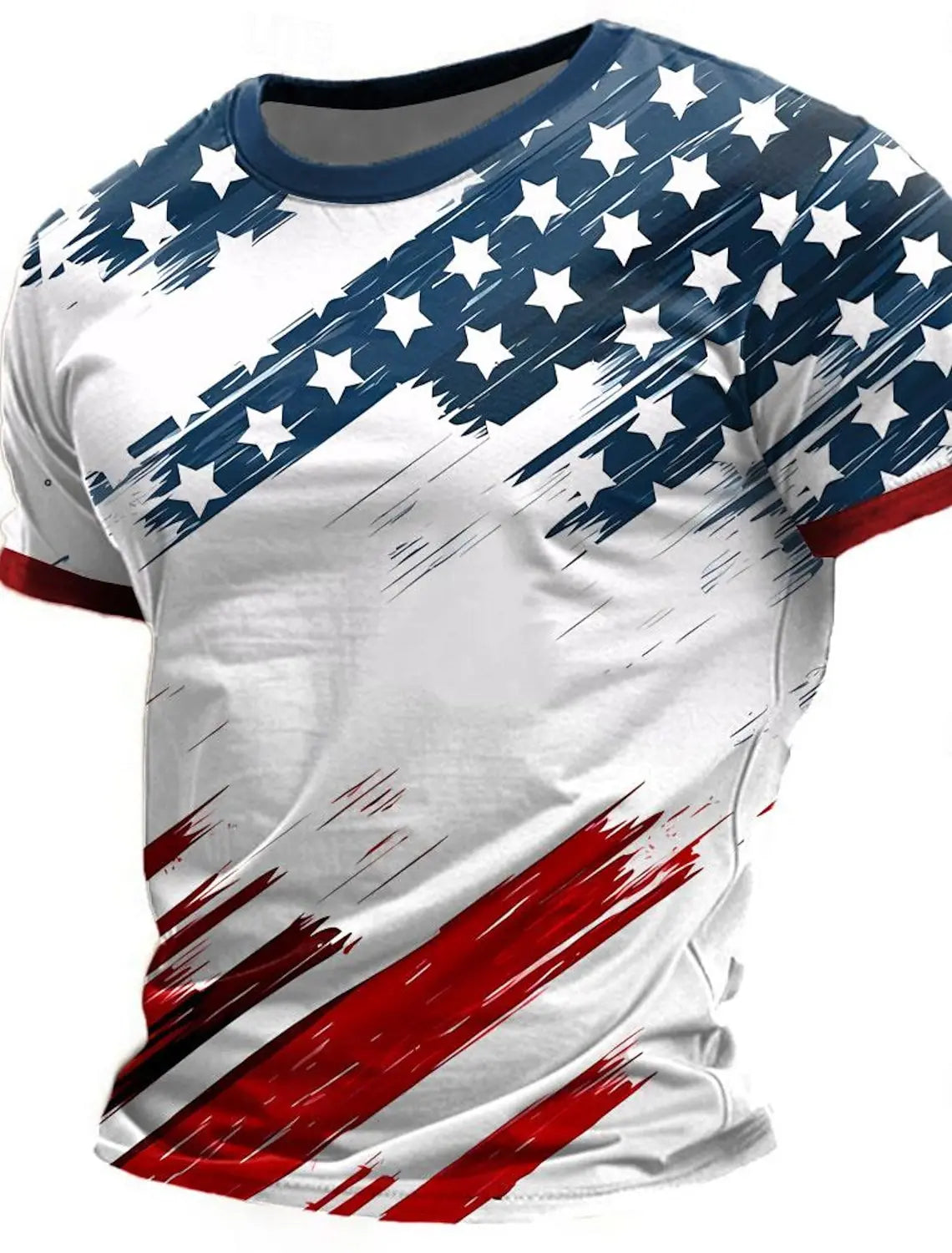 American Flag Street Style Men's 3D Print T shirt Tee Street American Independence Day T shirt crew neck Short Sleeve  Summer