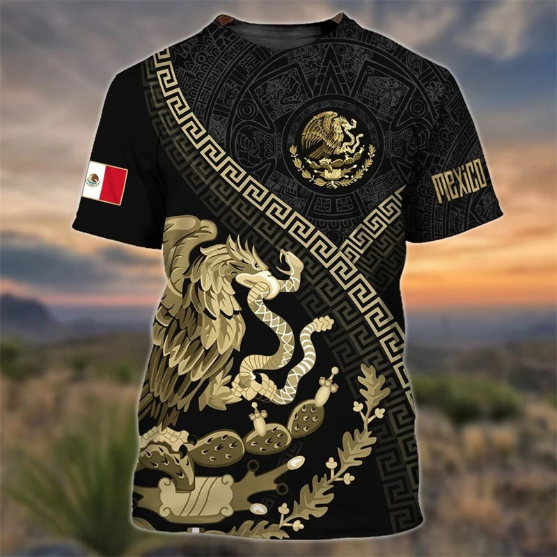 Mexico Flag Printed T Shirt Fashion Street National Emblem Pattern Tee Top Mexican Culture 2025 Fashion New Men Women T Shirts