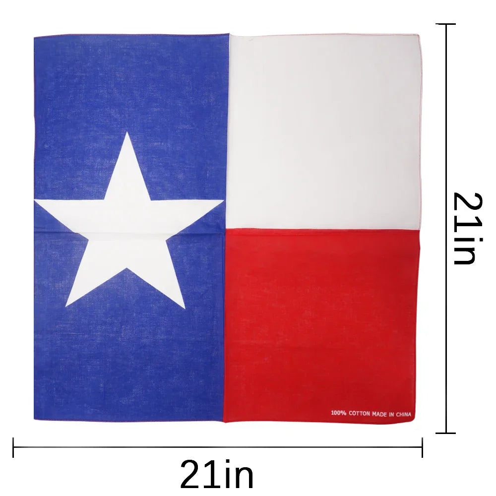 100% Cotton Texas Flag Bandana Women Running Dancing Headband Lone Star Flag Scarf Men Hip Hop Head Wrap Fashion Neckerchief