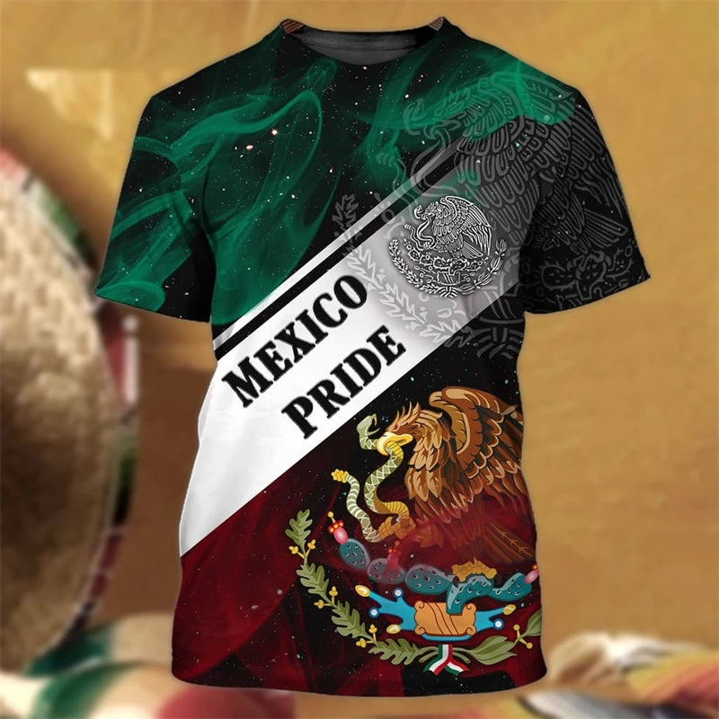 Mexico Flag Printed T Shirt Fashion Street National Emblem Pattern Tee Top Mexican Culture 2025 Fashion New Men Women T Shirts