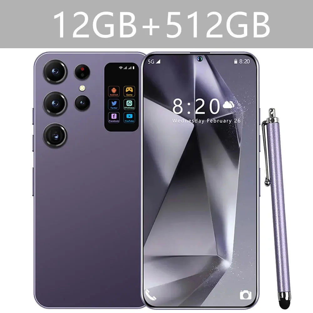 2025 Cellphones S24 Ultra Original 5G Smartphone 7.3HD Dual SIM Card Cell Phone 7800mAh Android 14 Global Version Mobile Phones