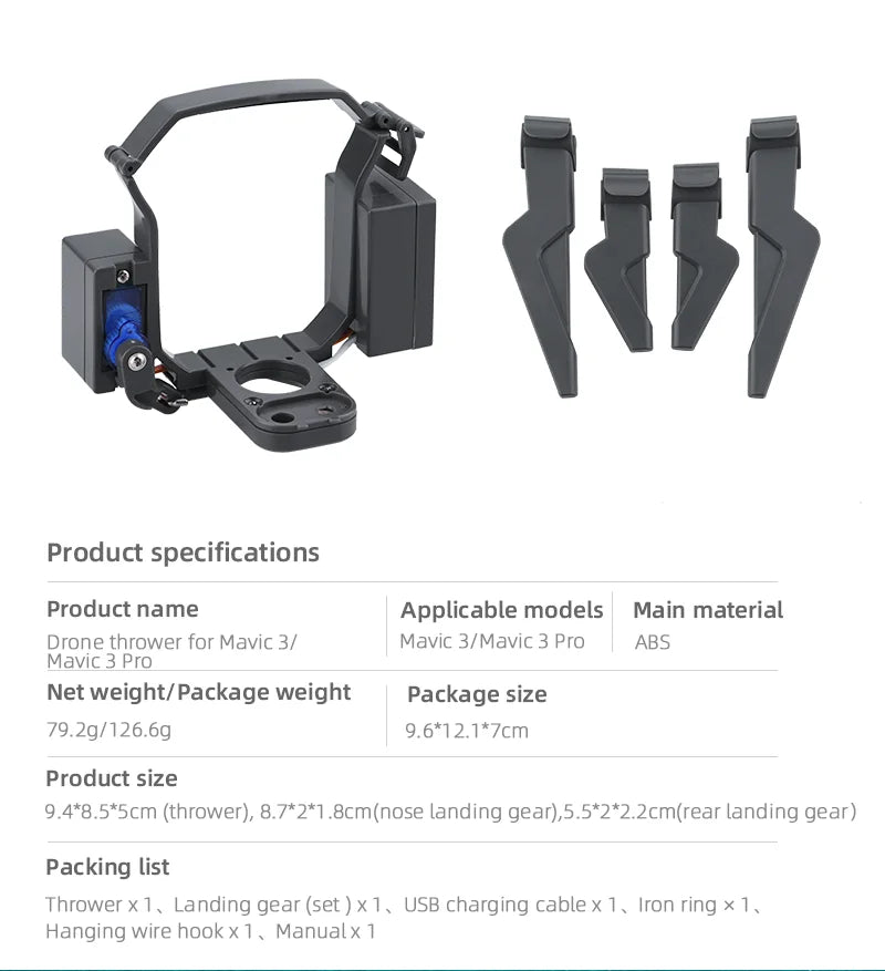 BRDRC Drone Airdrop System for DJI Mavic Pro/Mavic 3 Pro/Air 3 Long-range Throwing Device Gift Remote Delivery Props