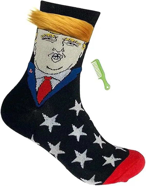 Trump Socks with Hair, Trump Socks Novelty Trump Merchandise, Funny Socks for Men Women