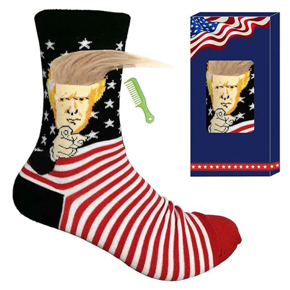 Trump Socks with Hair, Trump Socks Novelty Trump Merchandise, Funny Socks for Men Women